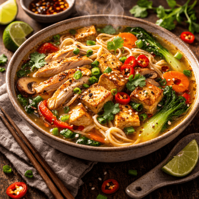 Chicken & tofu noodle soup