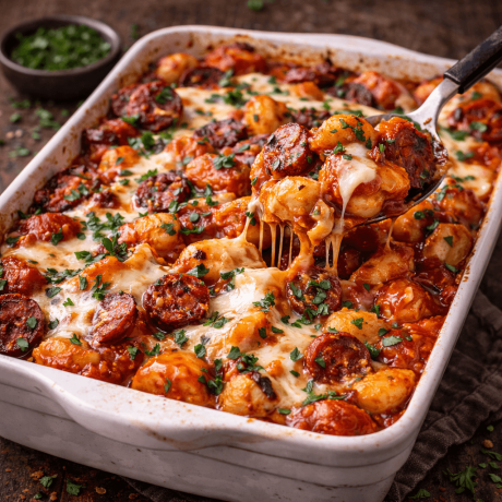 Chorizo & mozzarella gnocchi bake