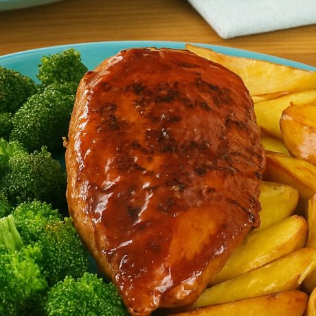 Honey Balsamic Chicken with Crispy Broccoli & Potatoes