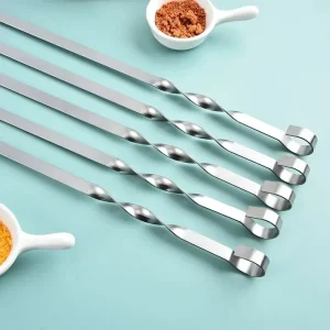 Wide Flat BBQ Skewers 50cm – Set of 6 (Mtsvadi & Kebab)