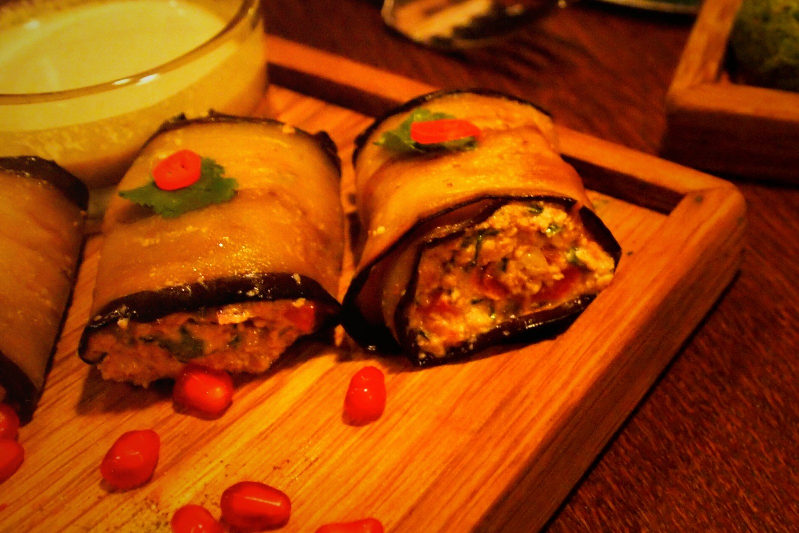 Badrijani nigvzit – Georgian eggplant rolls with walnut paste