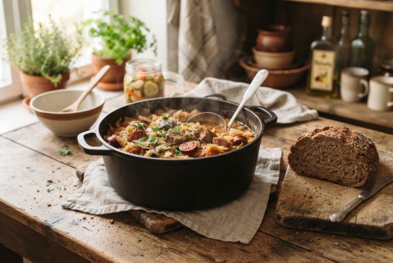 Bigos – Polish Hunter’s Stew with Sauerkraut and Sausage
