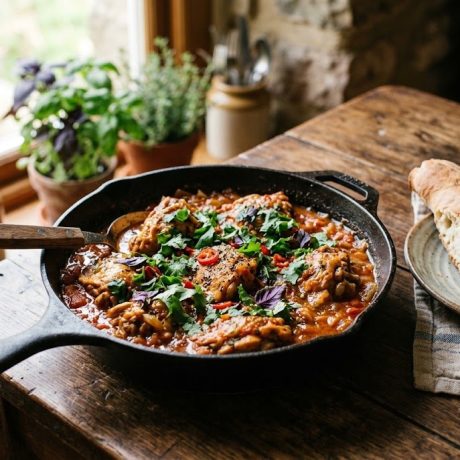 Chakhokhbili – Georgian Chicken Stewed in Tomatoes and Herbs