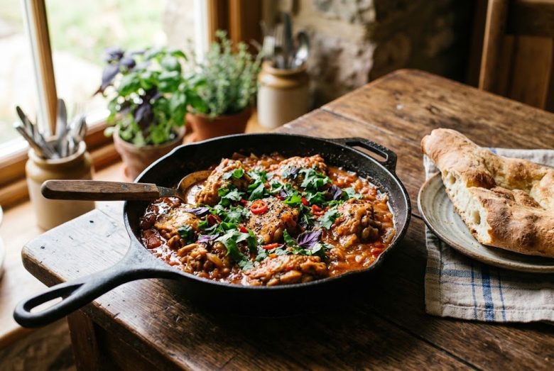 Chakhokhbili – Georgian Chicken Stewed in Tomatoes and Herbs