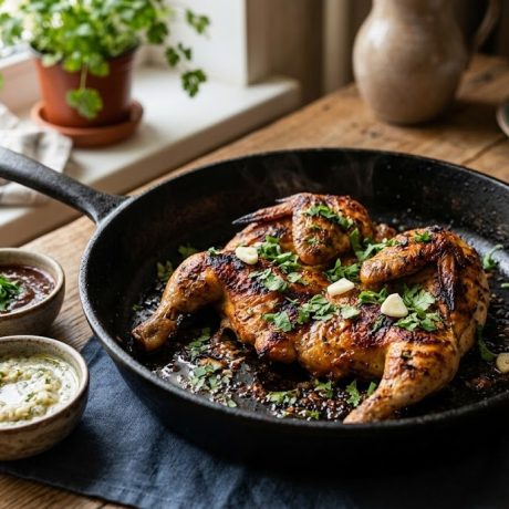 Chicken Tabaka – Crispy Georgian Pan-Pressed Chicken with Garlic Sauce