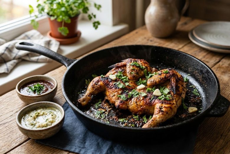 Chicken Tabaka – Crispy Georgian Pan-Pressed Chicken with Garlic Sauce