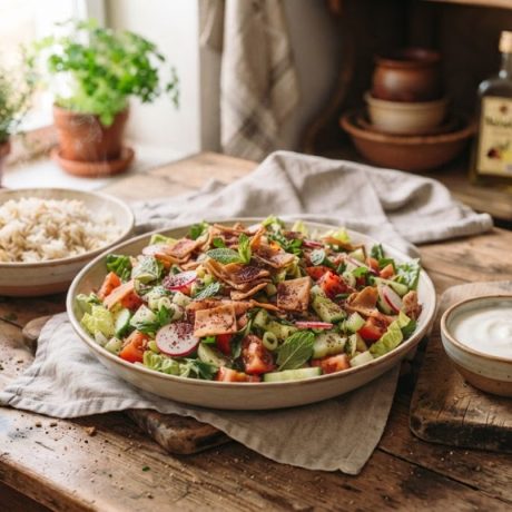 Fattoush – Crunchy Levantine Bread Salad with Sumac