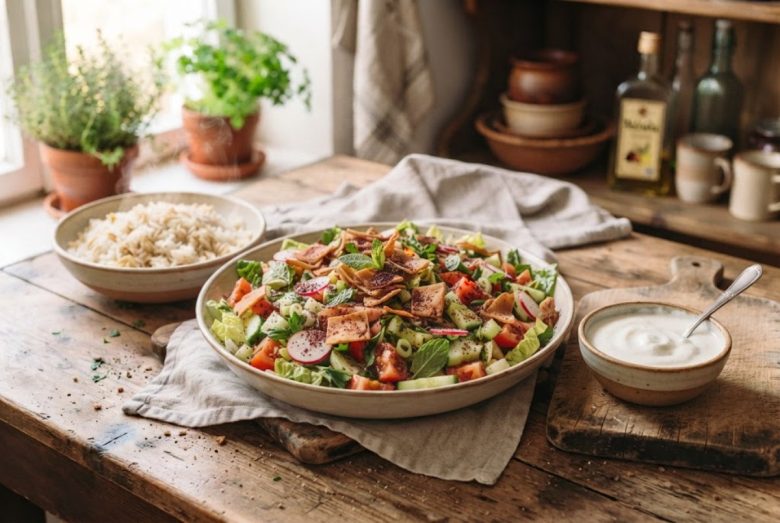 Fattoush – Crunchy Levantine Bread Salad with Sumac
