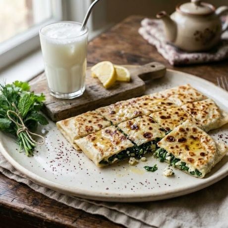 Gözleme – Turkish Stuffed Flatbread with Spinach & Feta