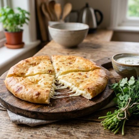 Imeruli Khachapuri – Round Georgian Cheese Bread