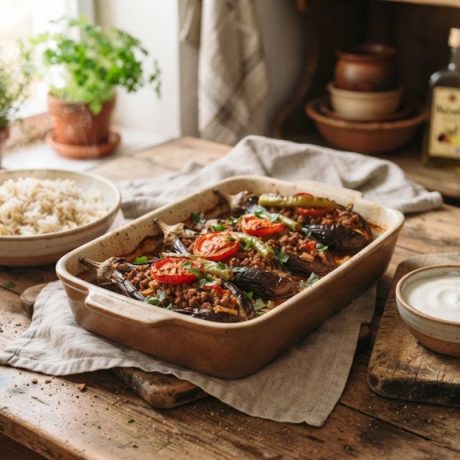 Karnıyarık – Turkish Stuffed Eggplant with Minced Meat